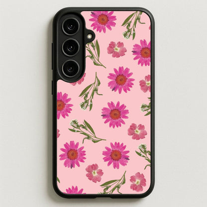 Pressed Pink Flowers Pattern Phone Case for Galaxy S25FE