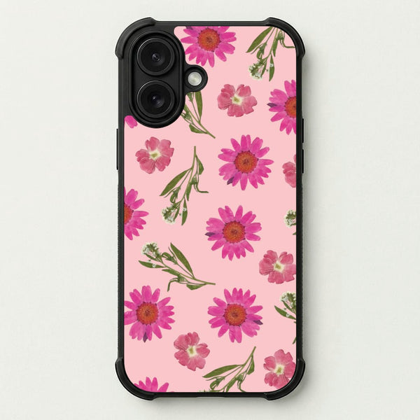 Pressed Pink Flowers Pattern Phone Case — Bumper case