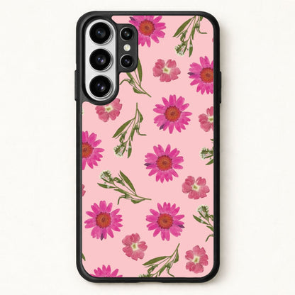 Pressed Pink Flowers Pattern Phone Case for Galaxy S26 Ultra