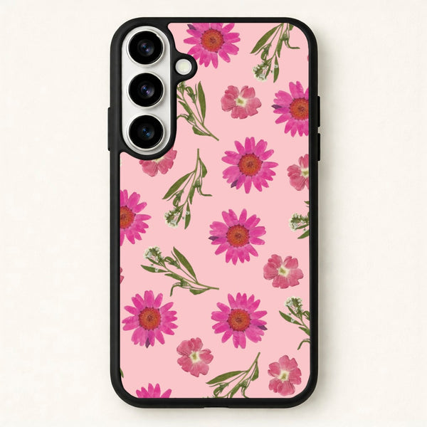 Pressed Pink Flowers Pattern Phone Case for Galaxy S26 Plus