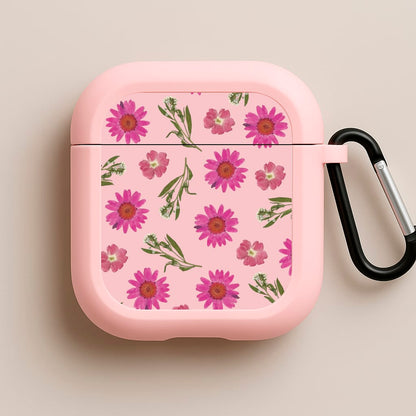 Pressed Pink Flowers Pattern  Pink AirPods Case