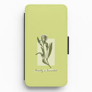 Beauty Is Immortal Press Flower Flip / Wallet Phone Case 1