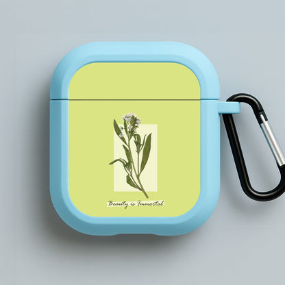 Beauty Is Immortal Press Flower Blue AirPods Case