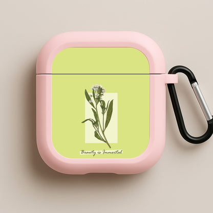 Beauty Is Immortal Press Flower Pink AirPods Case
