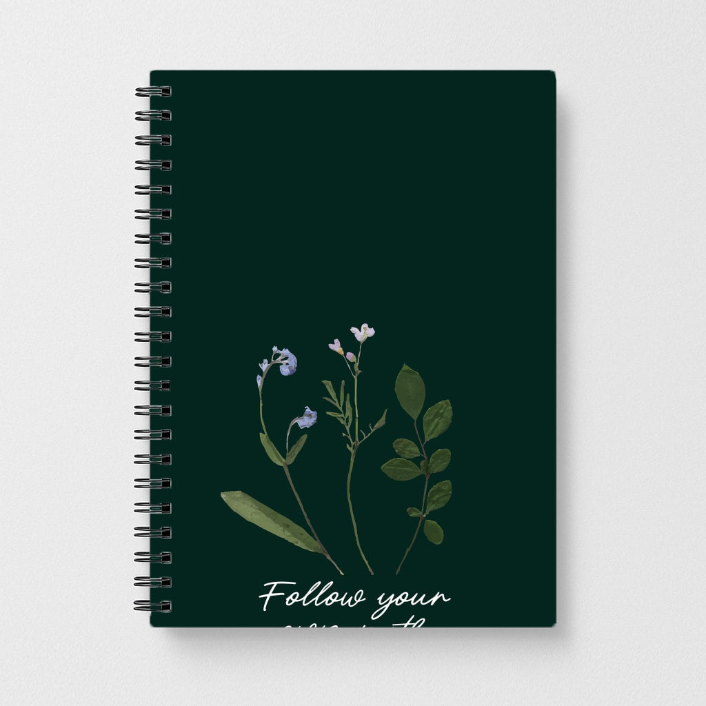 Follow Your Own Path Dark Green Notebook