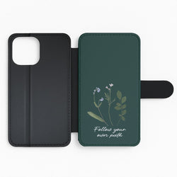 Follow Your Own Path Dark Green Flip Phone Case