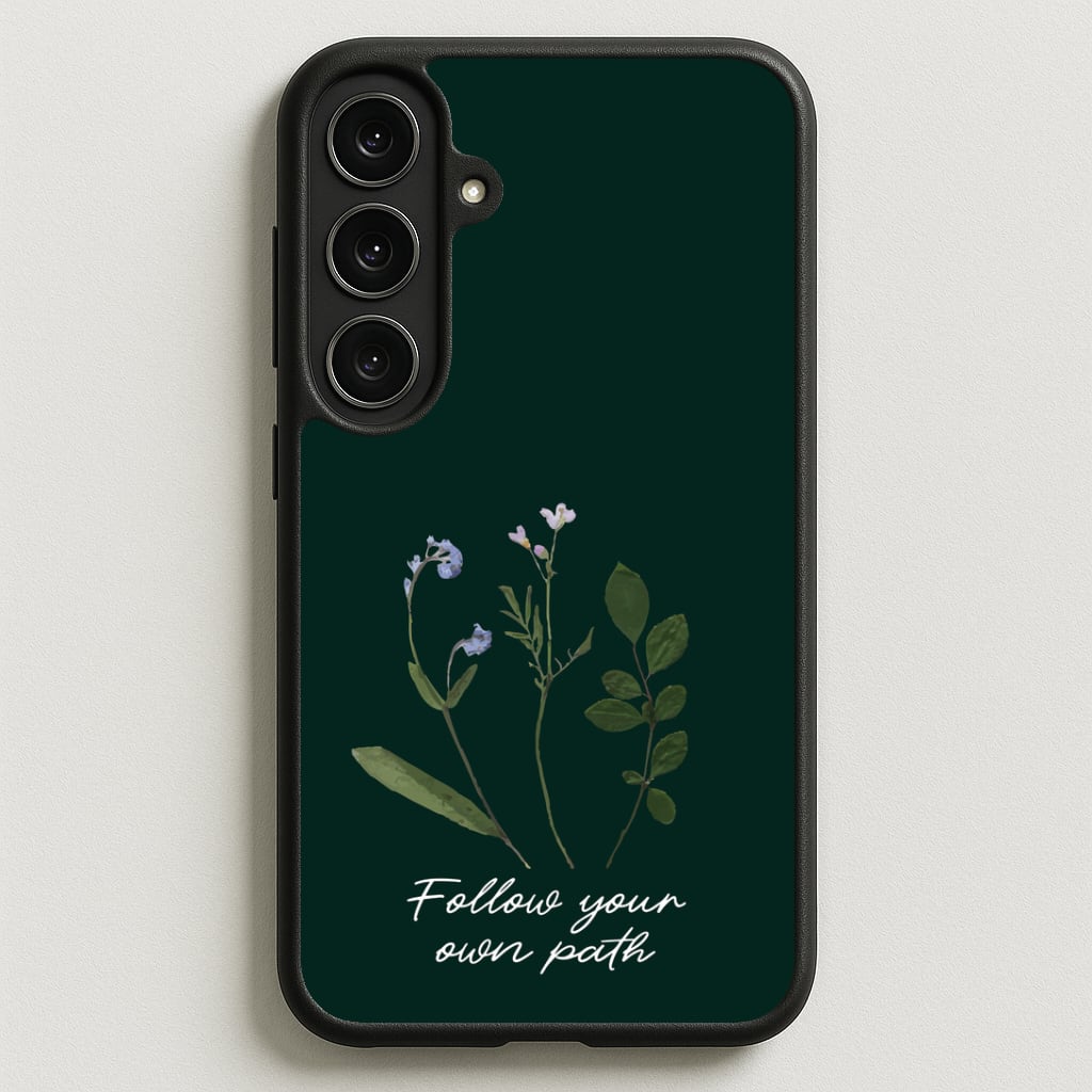Follow Your Own Path Dark Green Phone Case for Galaxy S25FE