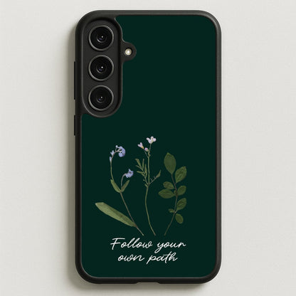 Follow Your Own Path Dark Green Phone Case for Galaxy S25FE