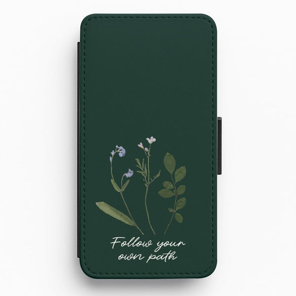 Follow Your Own Path Dark Green Flip / Wallet Phone Case