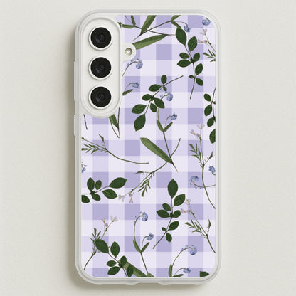 Checkered Pressed Flowers Pattern Phone Case for Galaxy S25FE