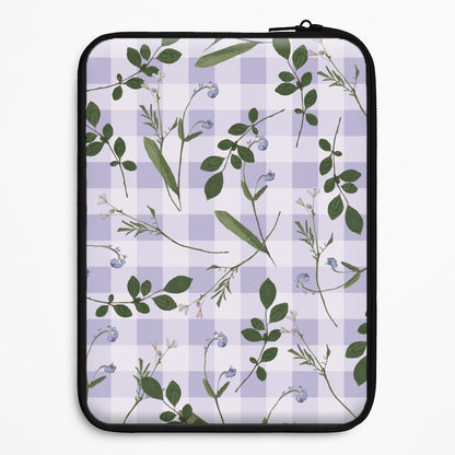 Checkered Pressed Flowers Pattern Universal Laptop Sleeve