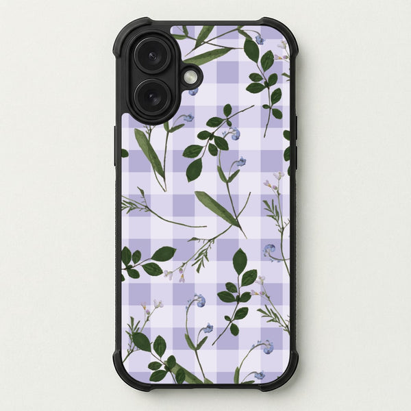 Checkered Pressed Flowers Pattern Phone Case — Bumper case