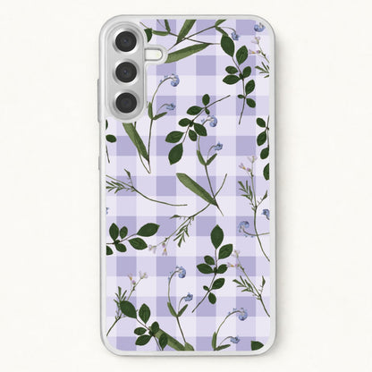 Checkered Pressed Flowers Pattern Phone Case for Galaxy A57