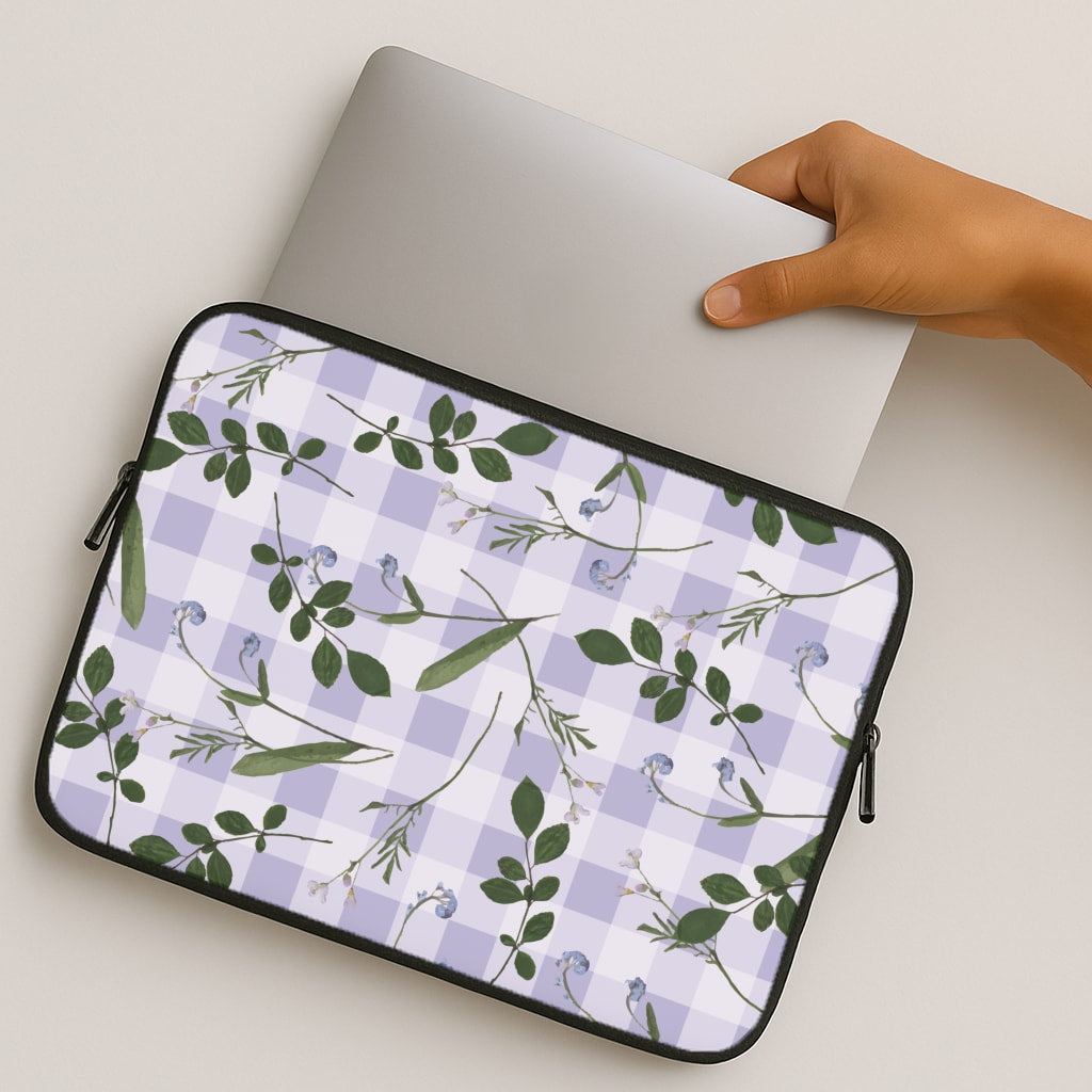 Checkered Pressed Flowers Pattern MacBook Case