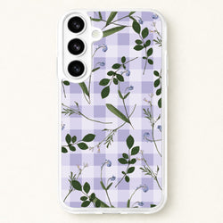 Checkered Pressed Flowers Pattern Phone Case for Galaxy S26 Plus