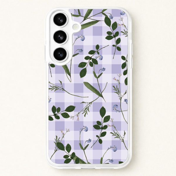 Checkered Pressed Flowers Pattern Phone Case for Galaxy S26 Plus