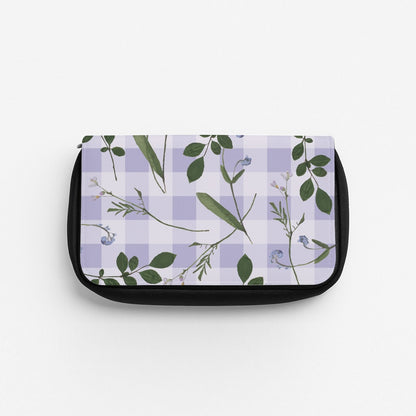 Checkered Pressed Flowers Pattern Pencil Case