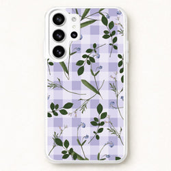 Checkered Pressed Flowers Pattern Phone Case for Galaxy S26 Ultra