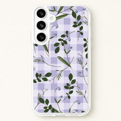 Checkered Pressed Flowers Pattern Phone Case for Galaxy S26