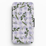 Checkered Pressed Flowers Pattern Flip / Wallet Phone Case 1