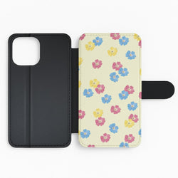 Pastel Pressed Flowers Pattern Flip Phone Case