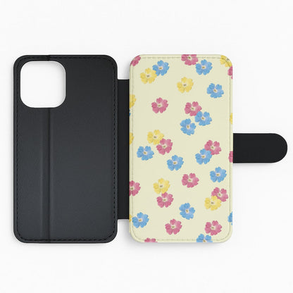 Pastel Pressed Flowers Pattern Flip Phone Case