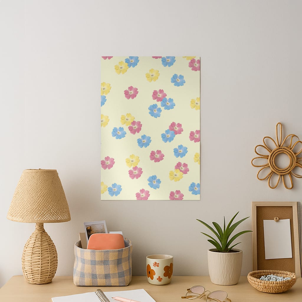 Pastel Pressed Flowers Pattern Art Print