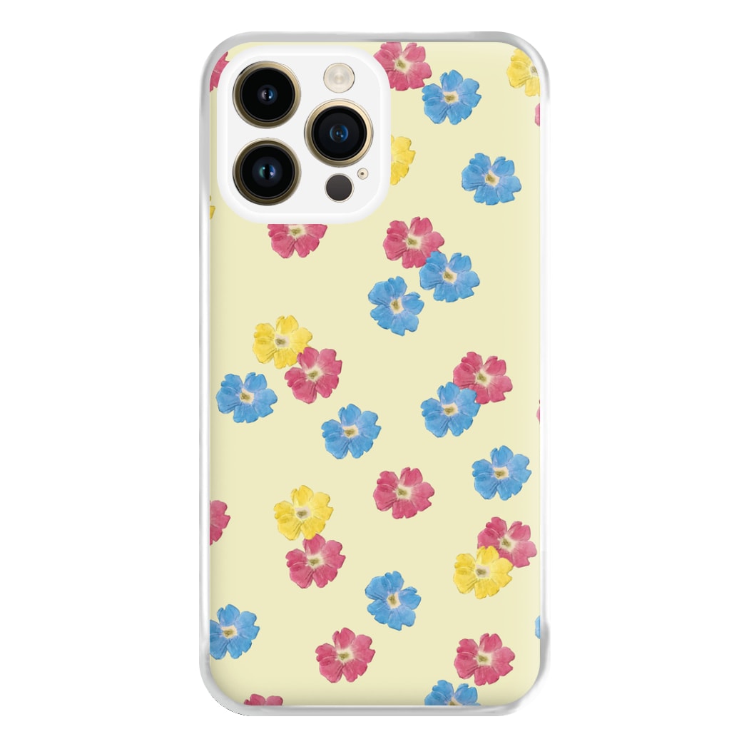 Pastel Pressed Flowers Pattern Phone Case for iPhone 14 Pro Max