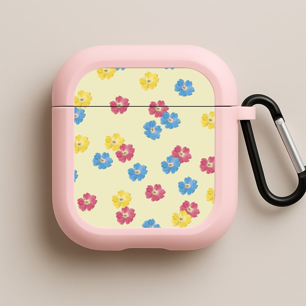 Pastel Pressed Flowers Pattern Pink AirPods Case