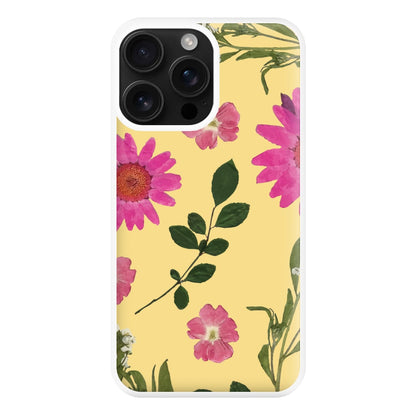 Pressed Plants Yellow Phone Case for iPhone 16 Pro Max