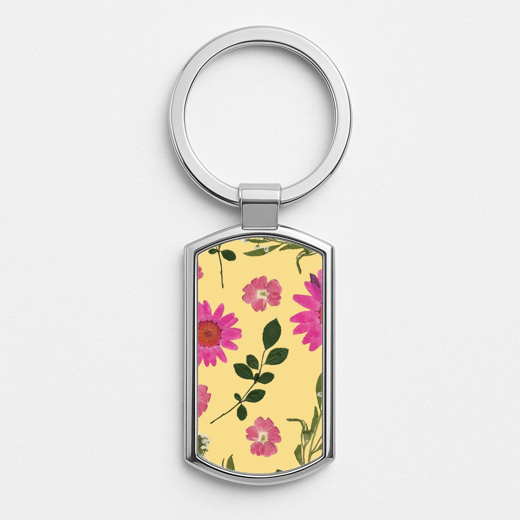 Pressed Plants Yellow Luxury Keyring