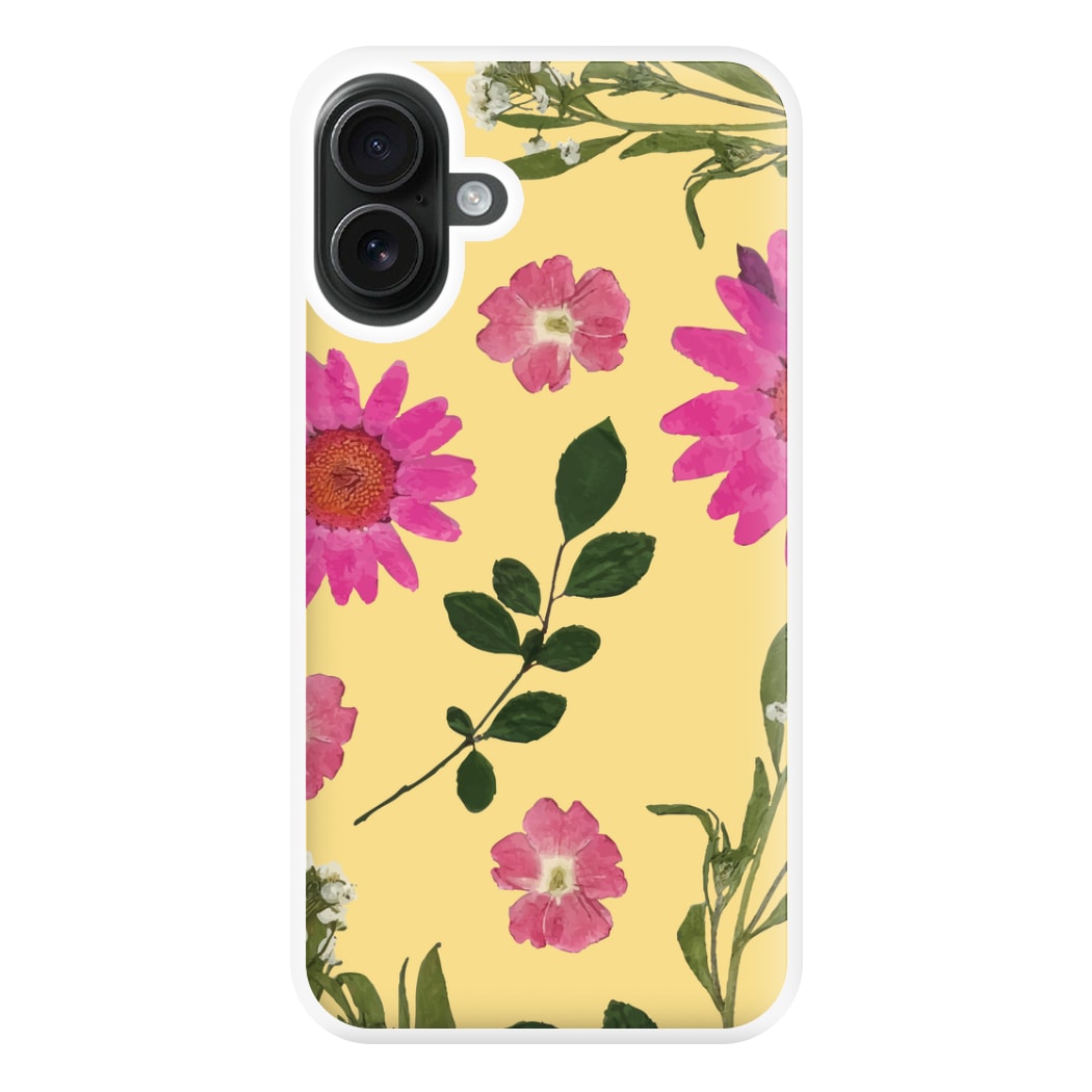 Pressed Plants Yellow Phone Case for iPhone 16 Plus