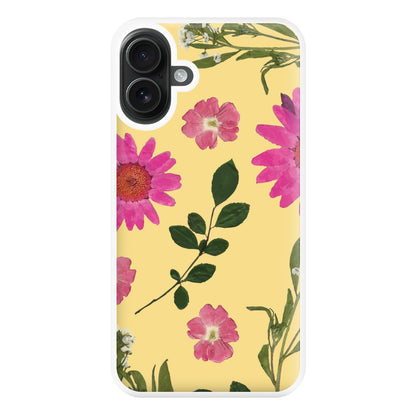 Pressed Plants Yellow Phone Case for iPhone 16 Plus