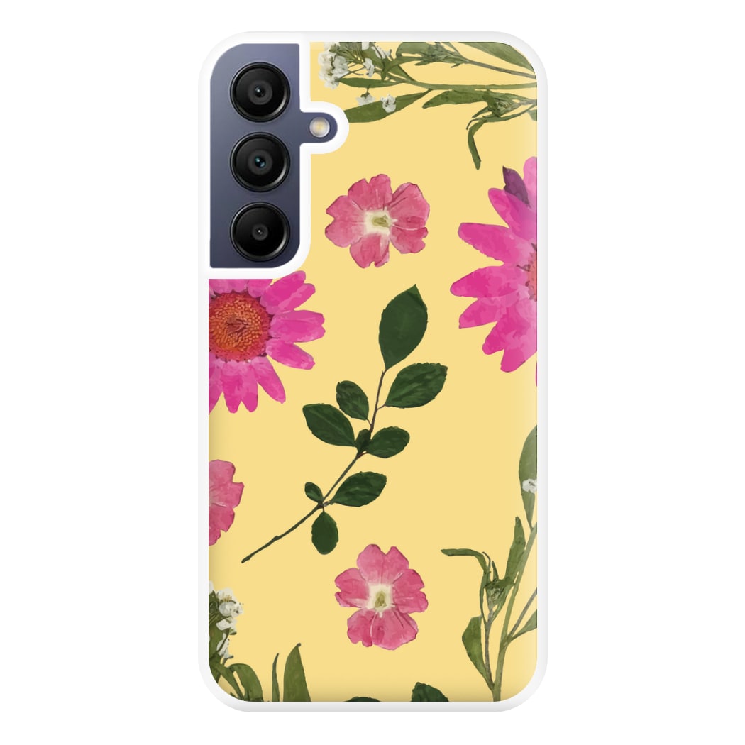 Pressed Plants Yellow Phone Case for Galaxy A16
