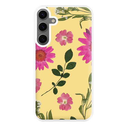 Pressed Plants Yellow Phone Case for Galaxy S24FE
