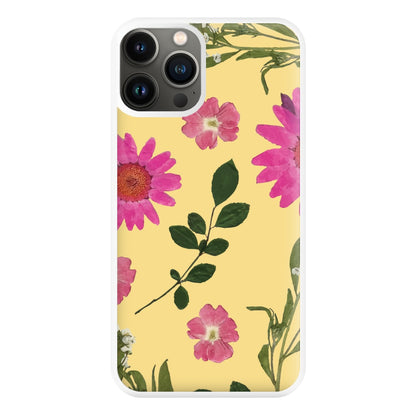 Pressed Plants Yellow Phone Case for iPhone 13 Pro Max