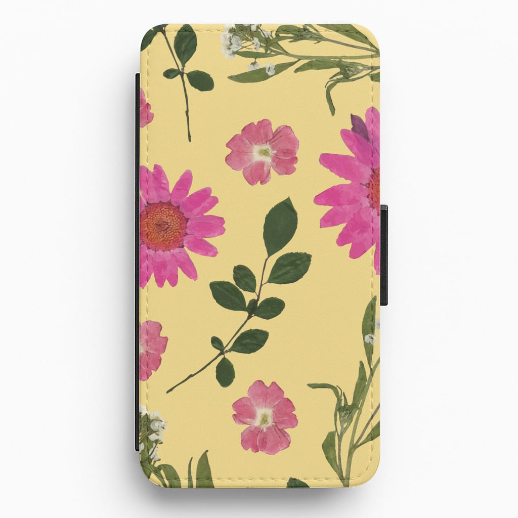 Pressed Plants Yellow Flip / Wallet Phone Case