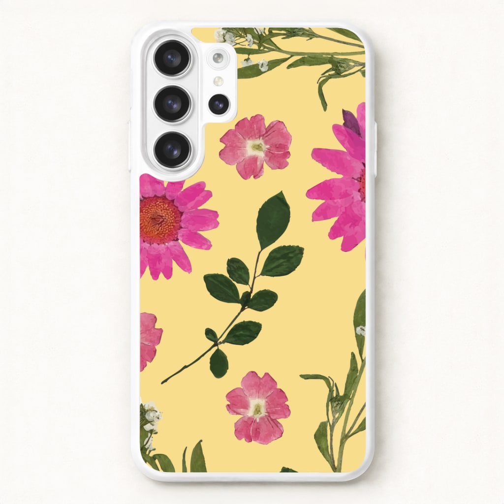 Pressed Plants Yellow Phone Case for Galaxy S26 Ultra
