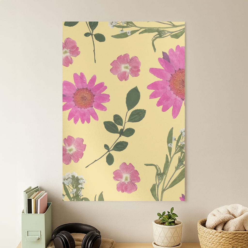 Pressed Plants Yellow Poster