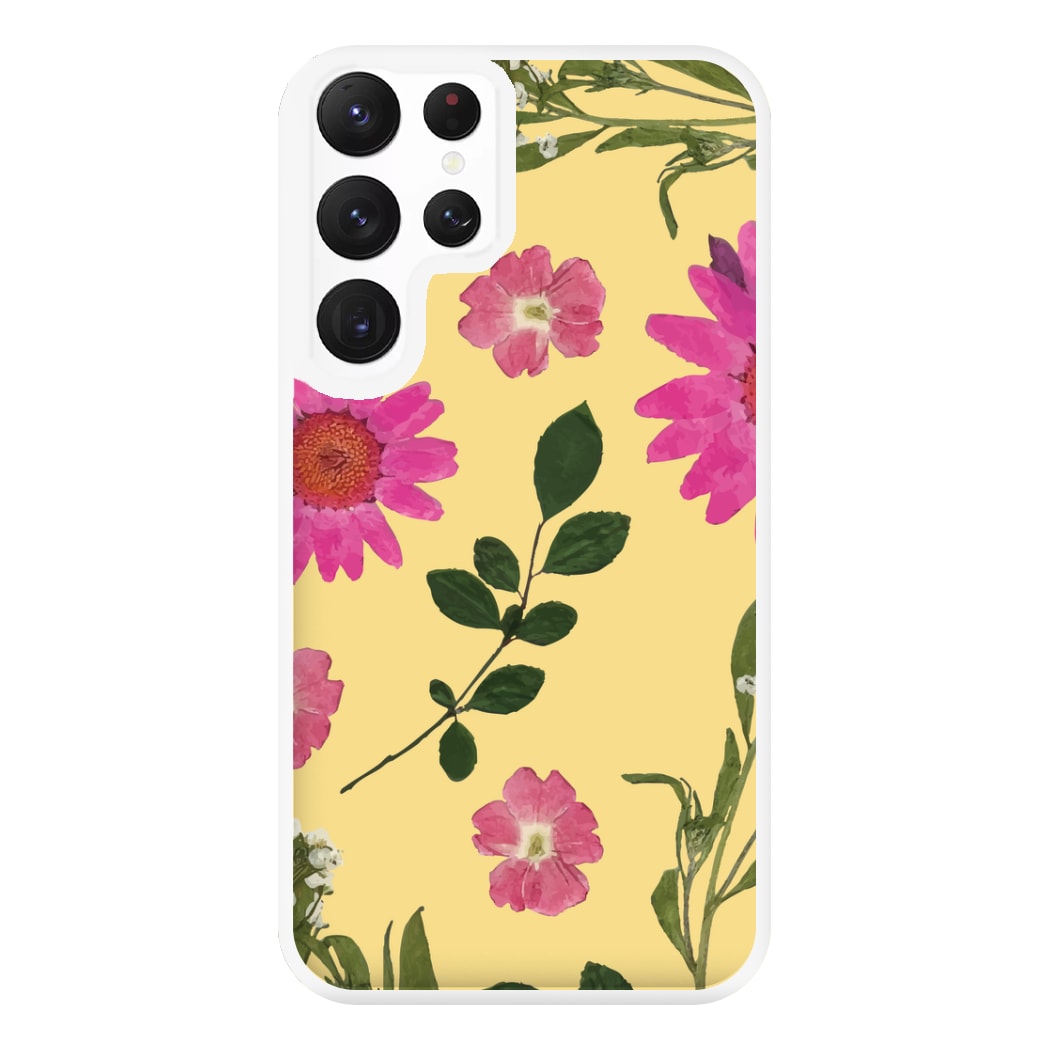 Pressed Plants Yellow Phone Case for Galaxy S22 Ultra