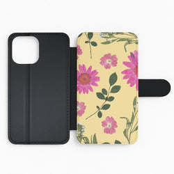 Pressed Plants Yellow Flip Phone Case