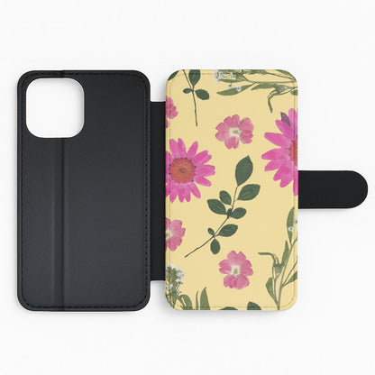 Pressed Plants Yellow Flip Phone Case