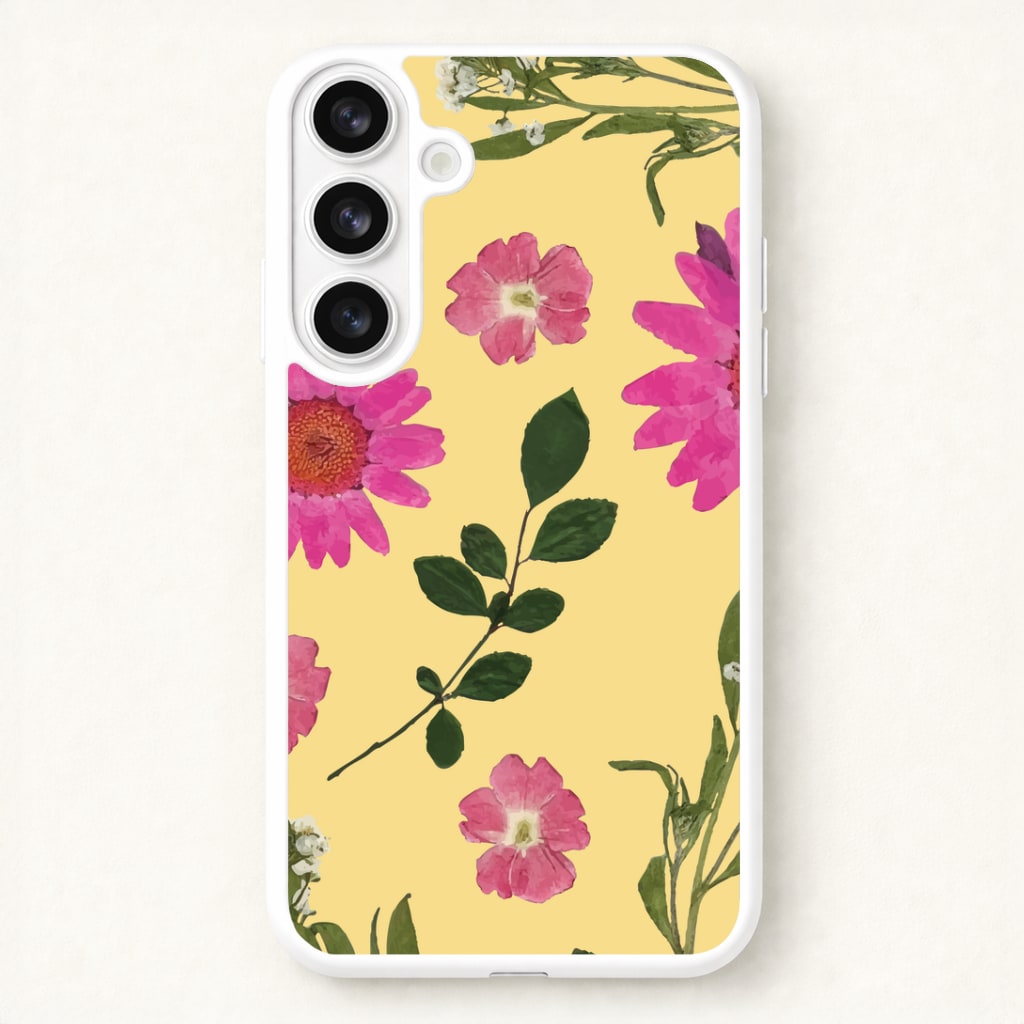 Pressed Plants Yellow Phone Case for Galaxy S26 Plus