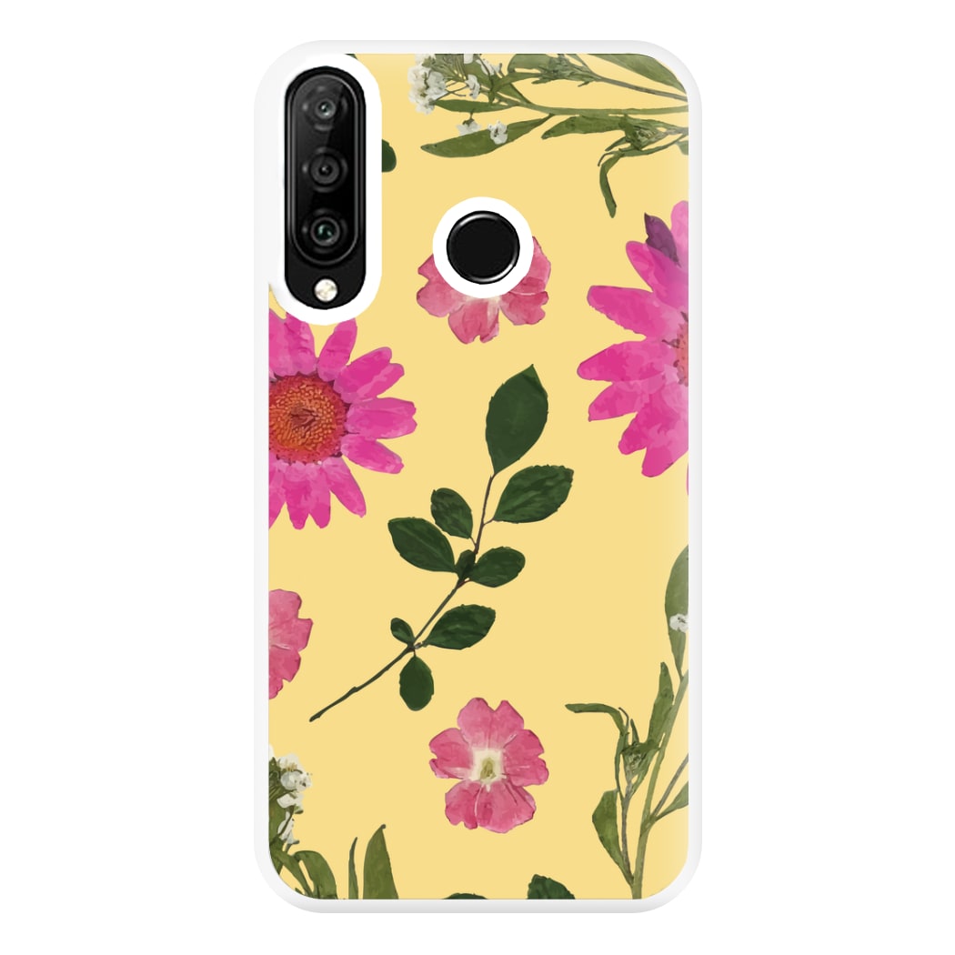 Pressed Plants Yellow Phone Case for Huawei P30 Lite