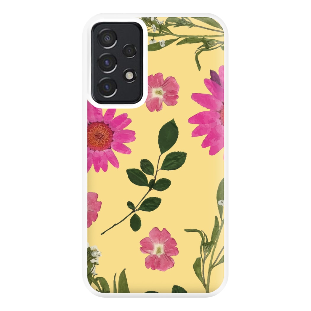 Pressed Plants Yellow Phone Case for Galaxy A52 / A52s