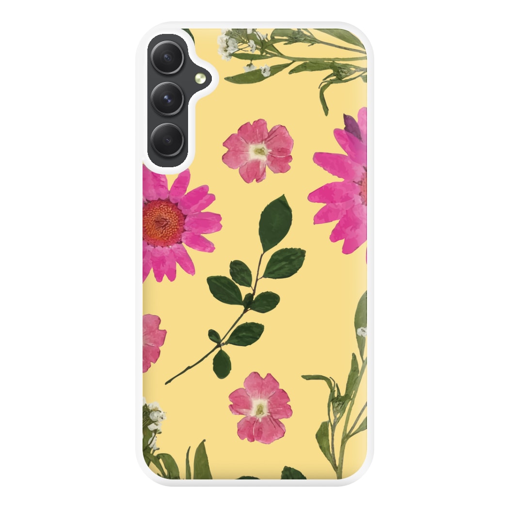 Pressed Plants Yellow Phone Case for Galaxy A34