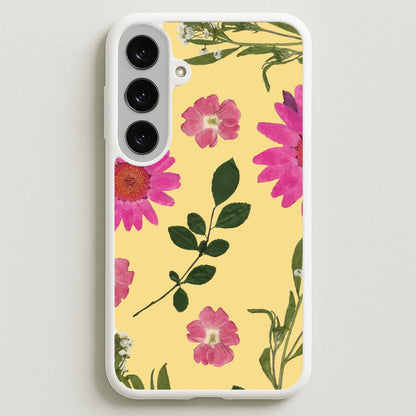 Pressed Plants Yellow Phone Case for Galaxy S25FE