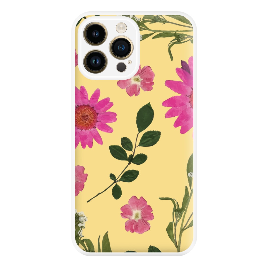 Pressed Plants Yellow Phone Case for iPhone 14 Pro Max