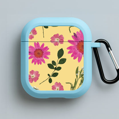 Pressed Plants Yellow Blue AirPods Case