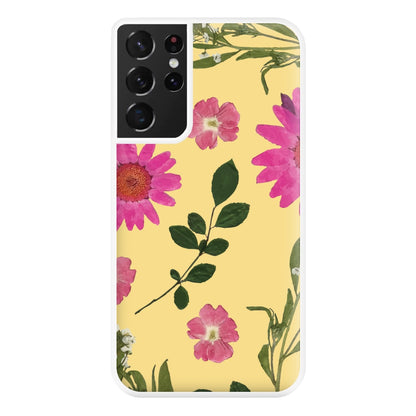 Pressed Plants Yellow Phone Case for Galaxy S21 Ultra